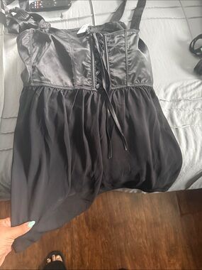 torrid Black Satin & Chiffon Babydoll Lingerie